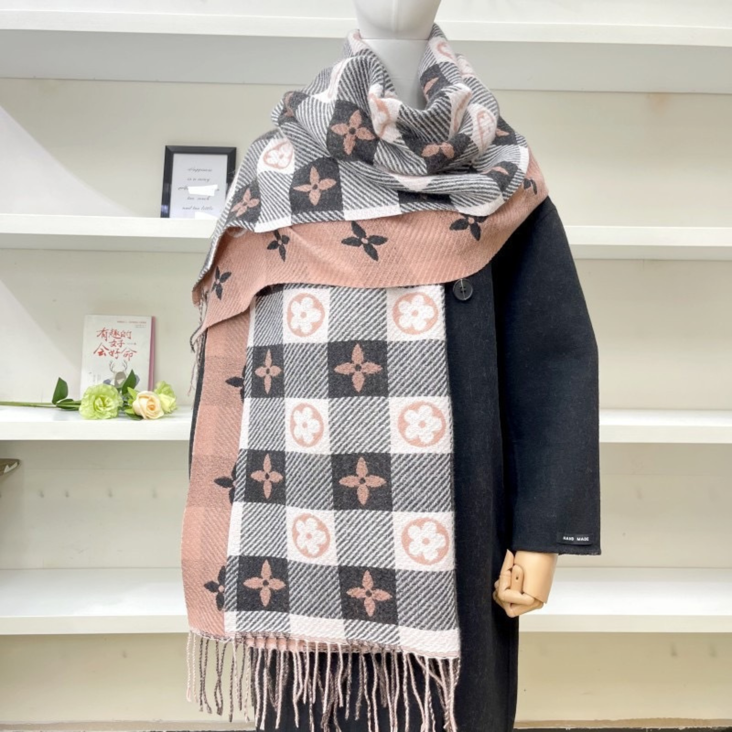 Comfy Plaid Tassel Scarf