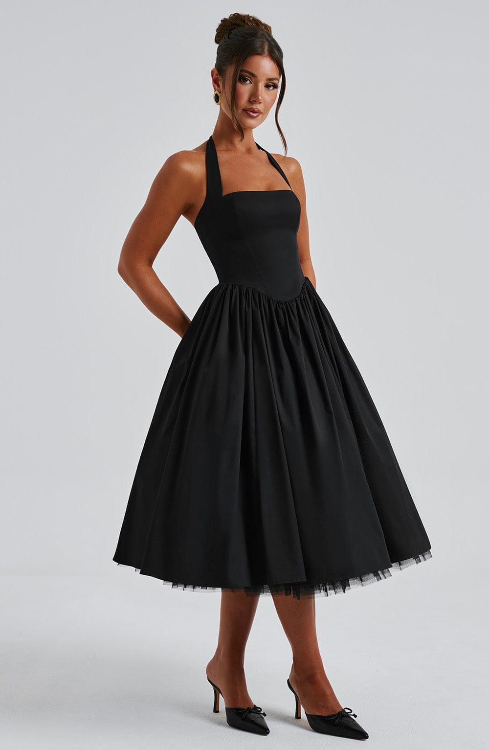Elegant Ladies Halter Neck Midi Dress
