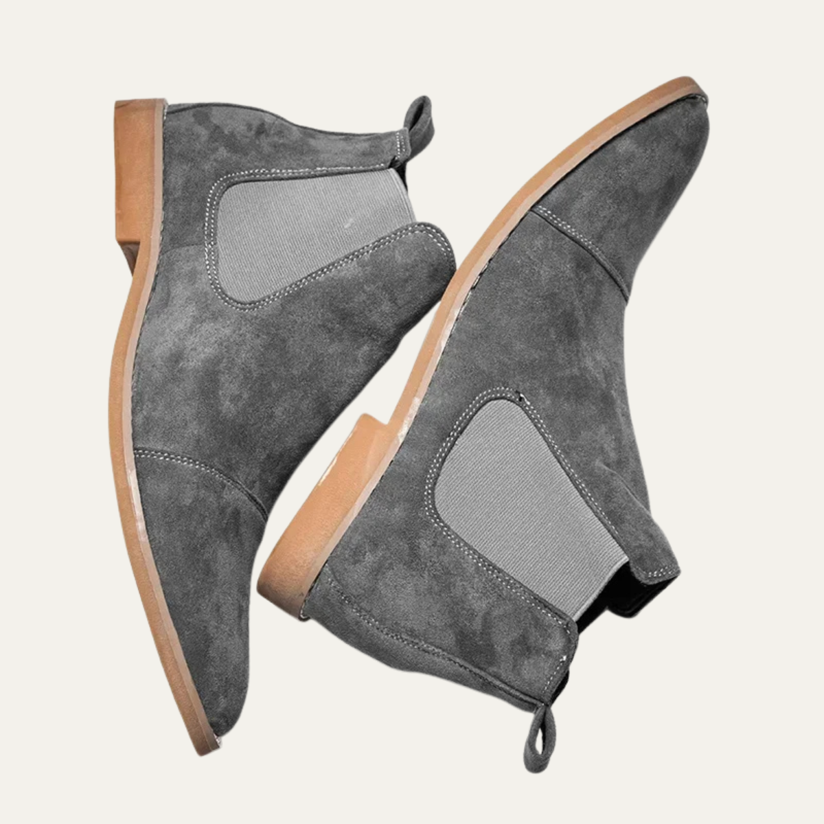 Men's Suede Chelsea Boots Elastic Sides Brown