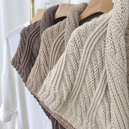 Triangular Knitted Scarf Leather Buckle