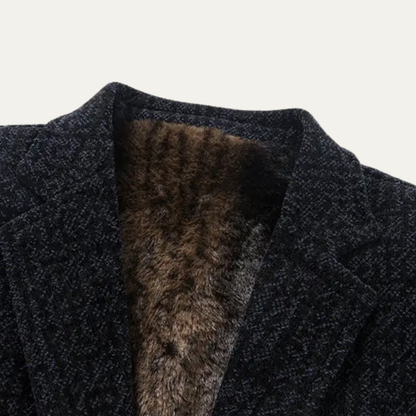 Men's Chenille Blazer Warm Fur Lined Navy