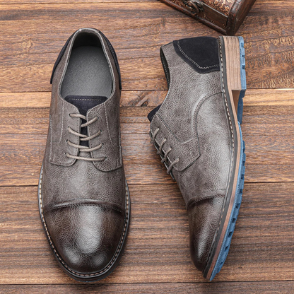 Men's Leather Oxford Shoes Lace Up Brown