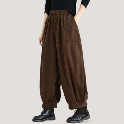 Comfortable Corduroy Flare Leg Pants for Women - VibreMode