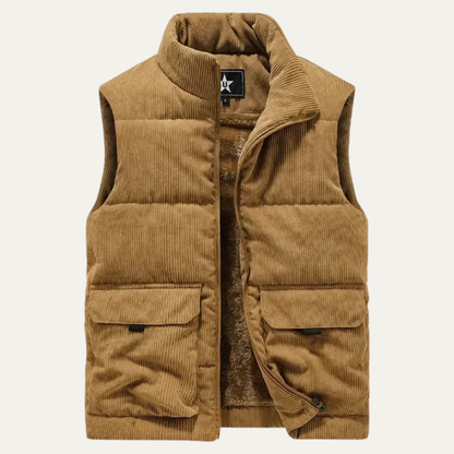 Men's Padded Puffer Vest Corduroy Warm Silverhill - VibreMode