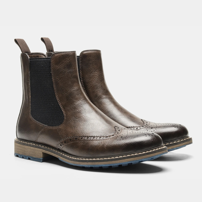 Monopoli Men's Chelsea Boots Leather Brogue Black