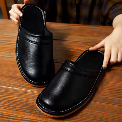 Lincoln Men's Leather Mule Slippers Brown
