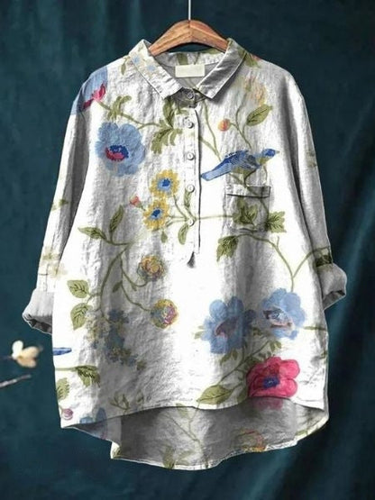 Pretty Floral Pocket Blouse for Women