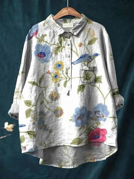 Women's Floral Print Blouse Button Front