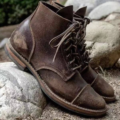 Warm Men's Leather Ankle Boots - VibreMode