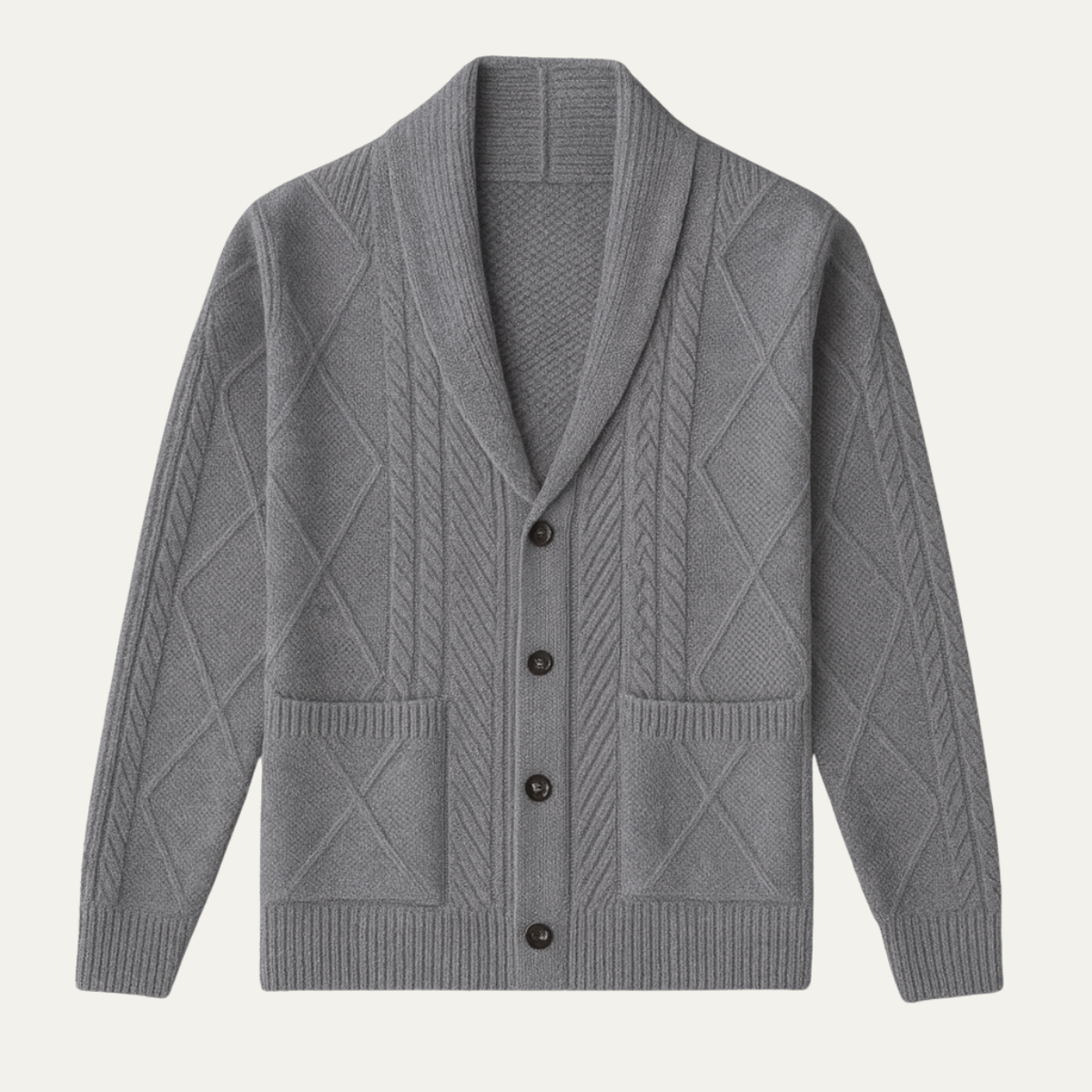 Men's Cashmere Cardigan Button Front Grey