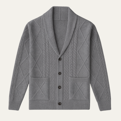 Men's Cashmere Cardigan Button Front Grey
