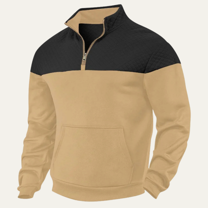 Men's Quilted Half Zip Sweater Color Block