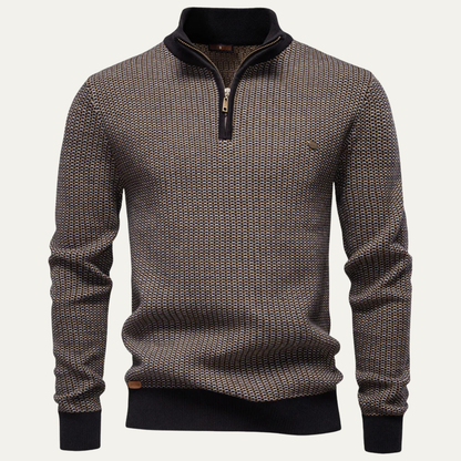 Men's Thick Knit Sweater Half Zip Stand Collar Warm - VibreMode