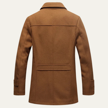 Men's Wool Blend Trench Coat Quilted Lining