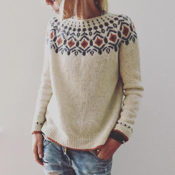 Women's Geometric Sweater Warm Acrylic