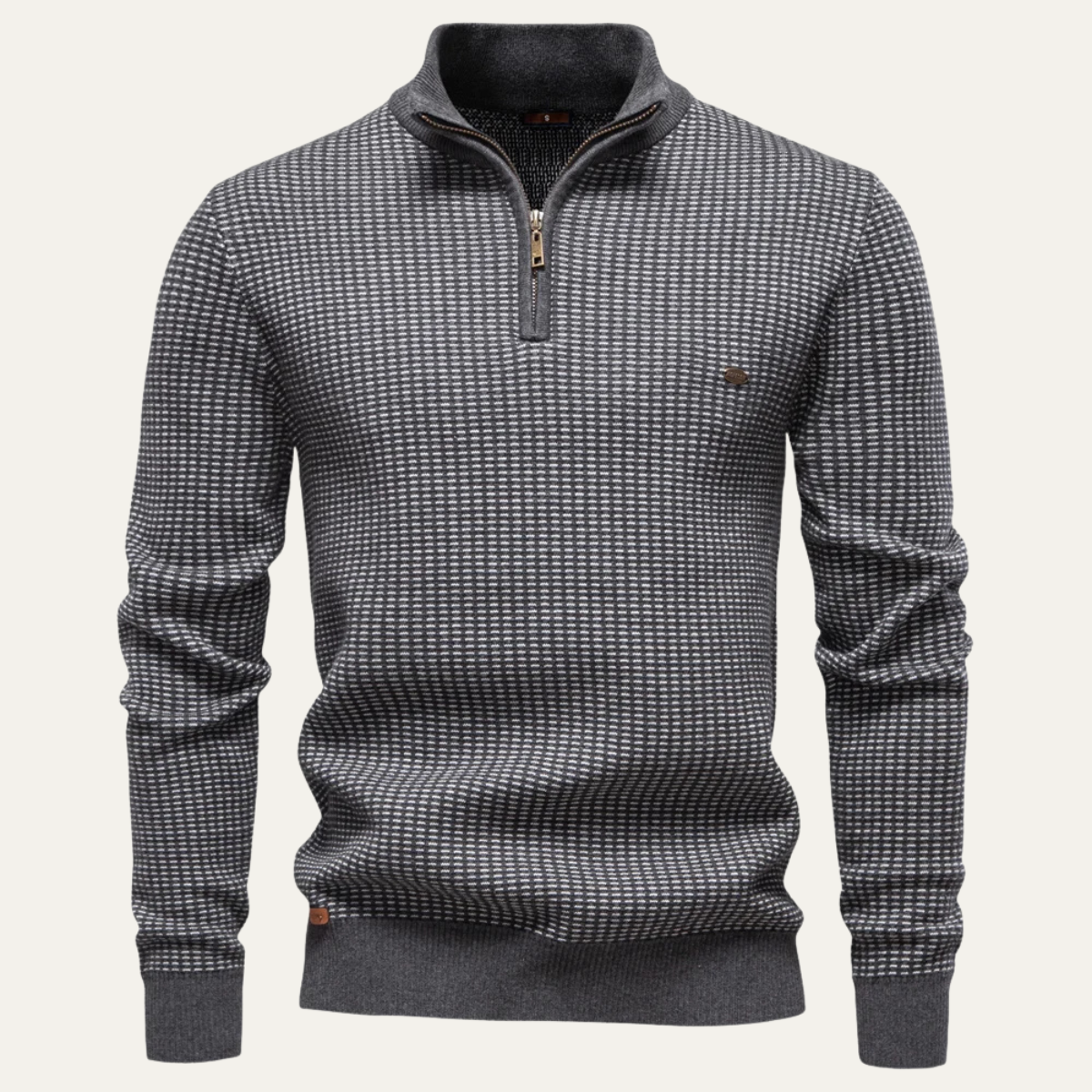Men's Thick Knit Sweater Half Zip Stand Collar Warm