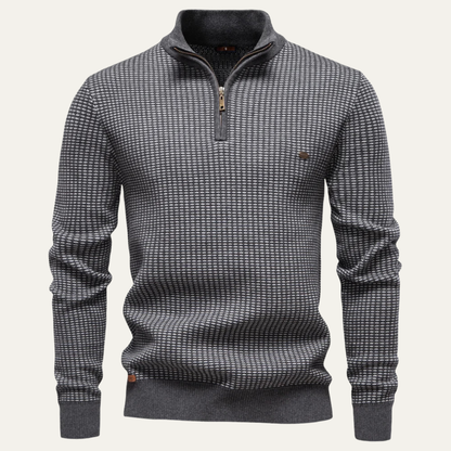 Men's Thick Knit Sweater Half Zip Stand Collar Warm