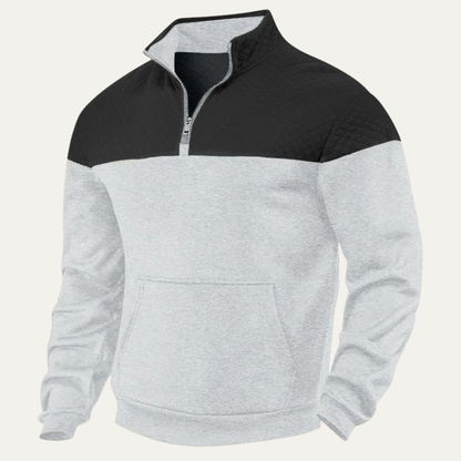 Men's Quilted Half Zip Sweater Color Block