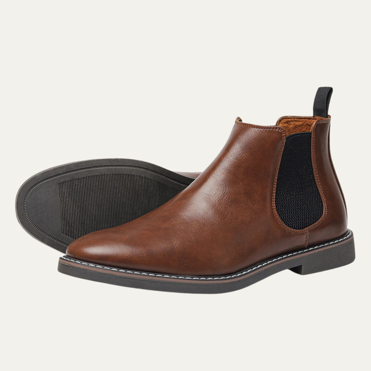 Men's Chelsea Boots Leather Slip-On Brown