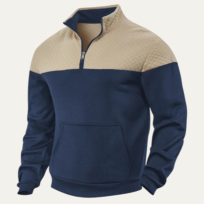 Men's Quilted Half Zip Sweater Color Block