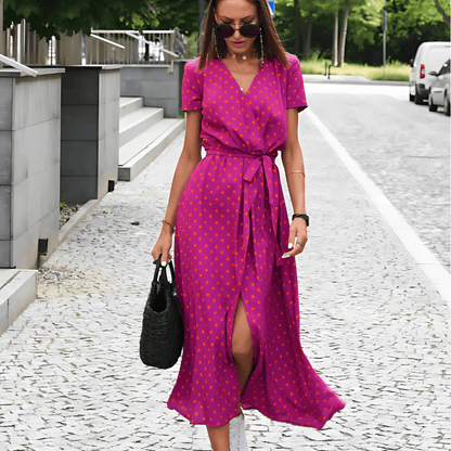 Women's Lace Up Split Hem Dress