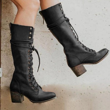 Elegant Women's High Heel Lace Up Boots - VibreMode