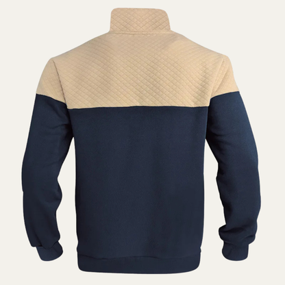 Men's Quilted Half Zip Sweater Color Block