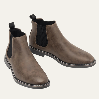 Men's Chelsea Boots Leather Slip-On Brown - VibreMode