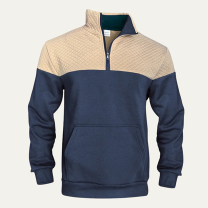 Men's Quilted Half Zip Sweater Color Block - VibreMode