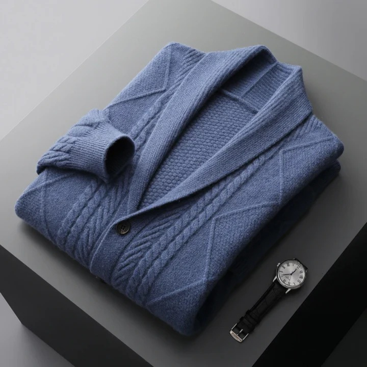 Men's Cashmere Cardigan Button Front Grey