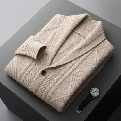 Men's Cashmere Cardigan Button Front Grey