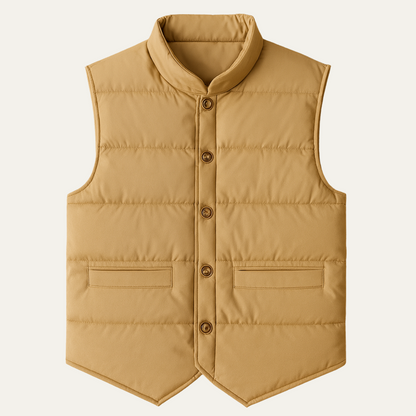 Men's Quilted Vest Beige Slim Fit Padded - VibreMode