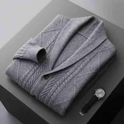 Men's Cashmere Cardigan Button Front Grey