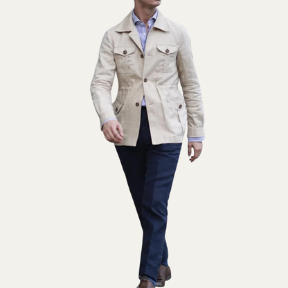 Men's Double Breasted Cotton Jacket Lightweight