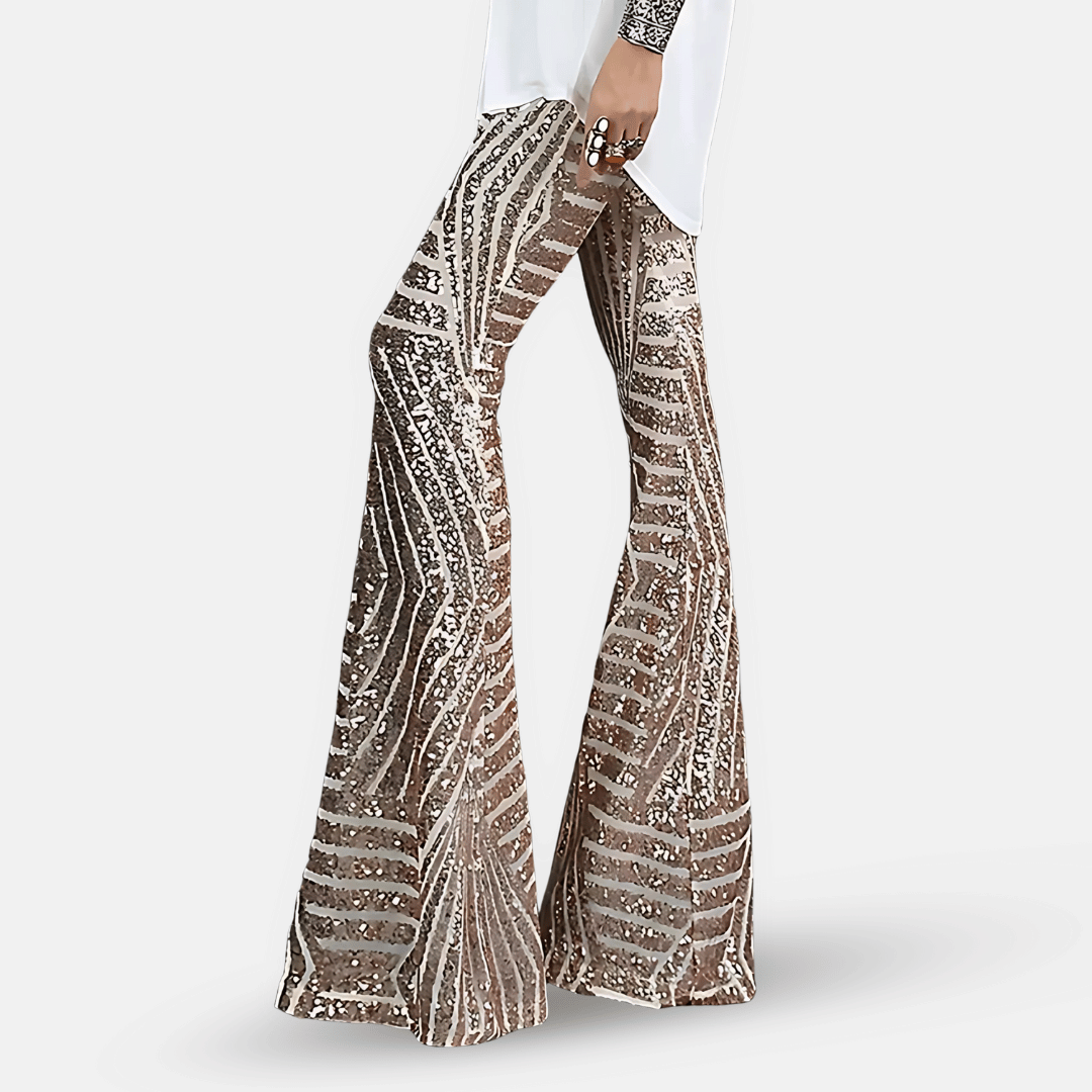 Women's High Waist Flare Pants Sequin - VibreMode