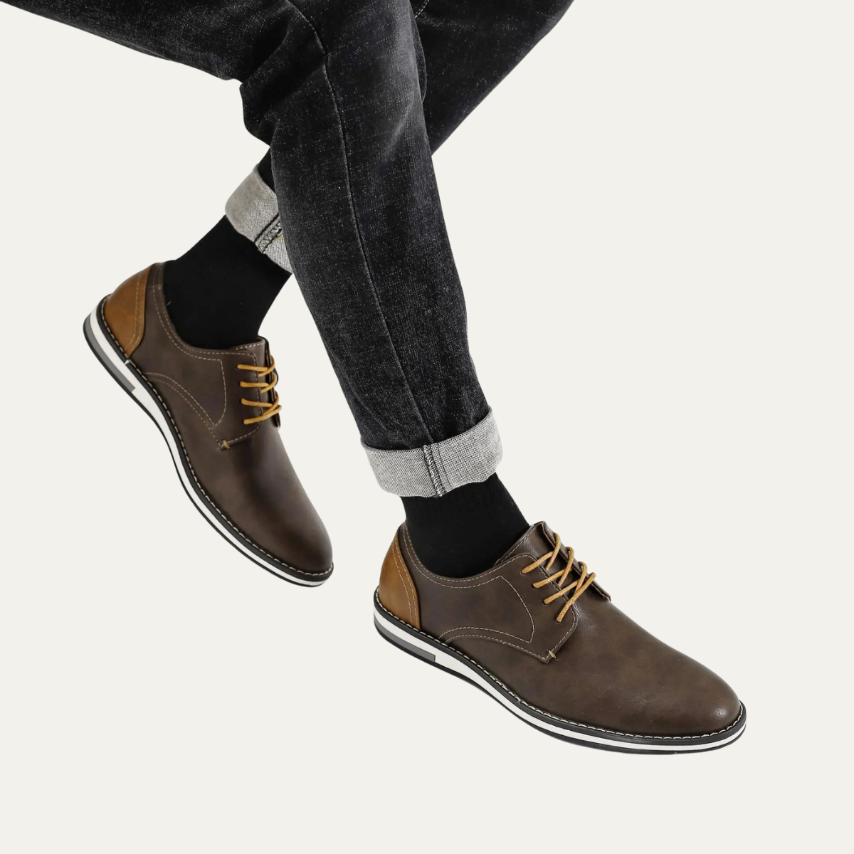Hartwell Men's Leather Oxford Sneakers Two Tone Casual