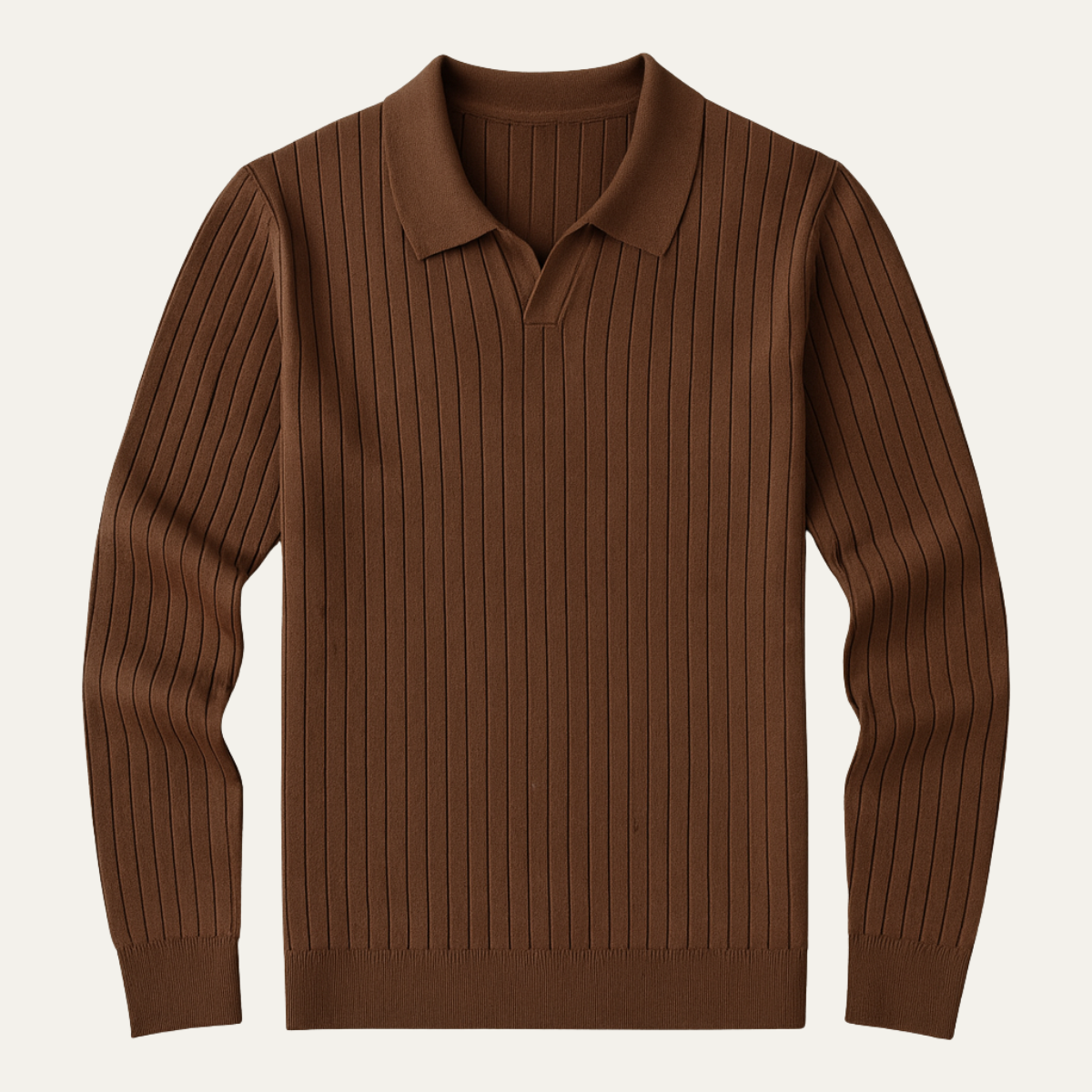 Men's Slim Fit Polo Sweater Ribbed Knit - VibreMode