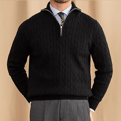 Men's Cable Knit Sweater Half Zip