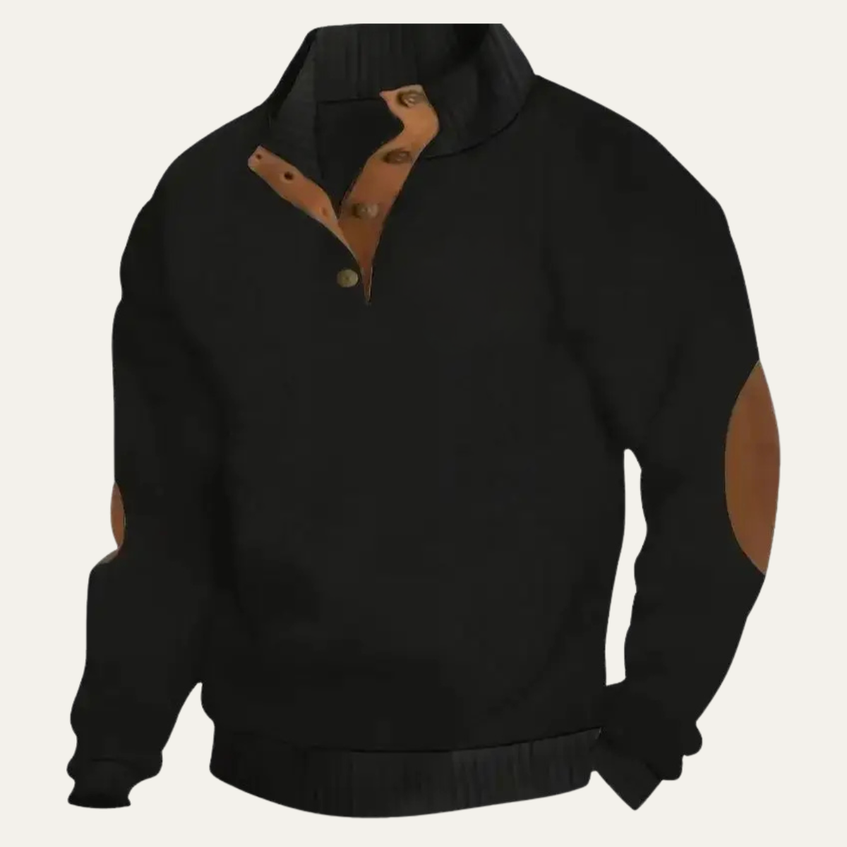Men's Patterned Fleece Sweater Suede Elbow Patches