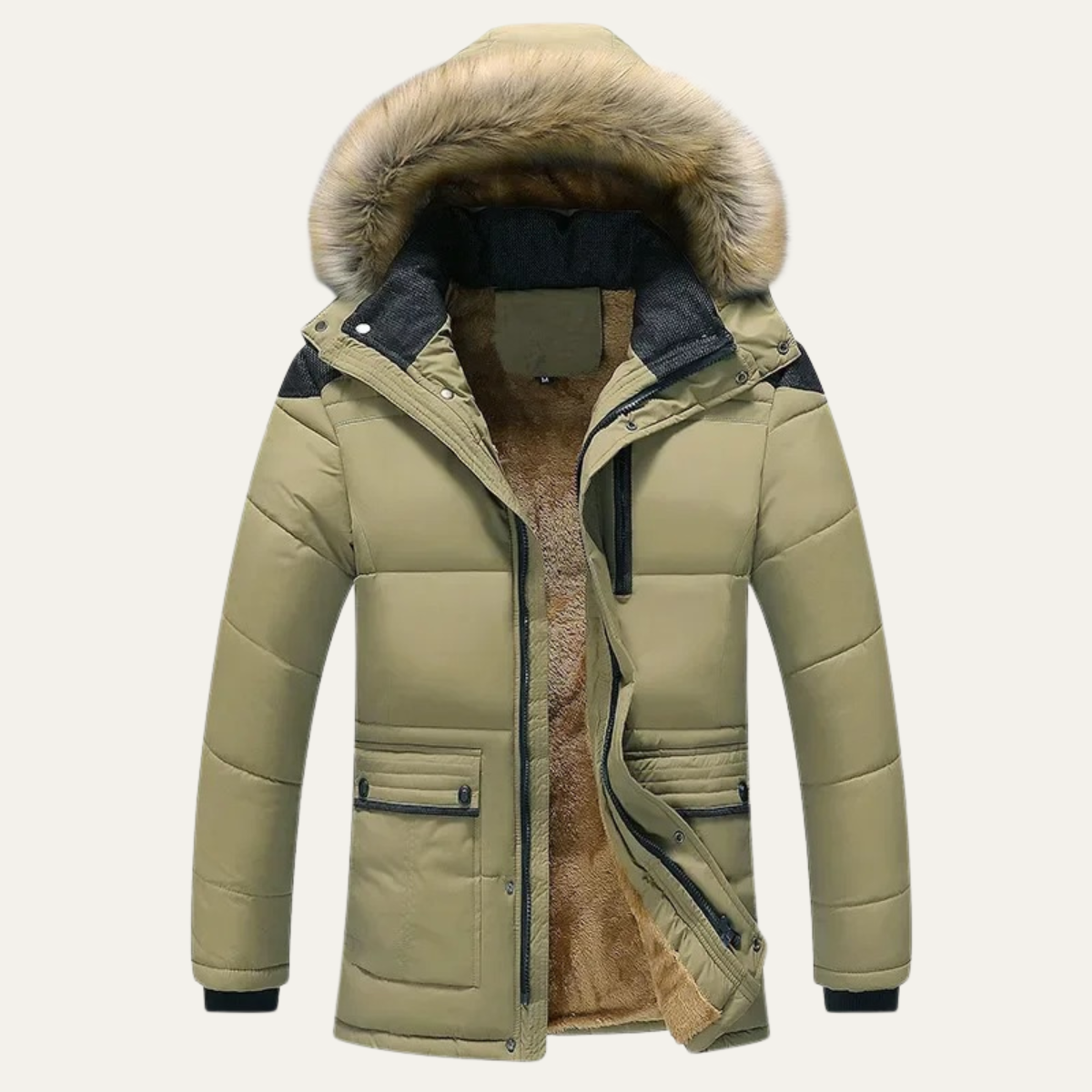 Men's Hooded Parka Jacket Fur Collar