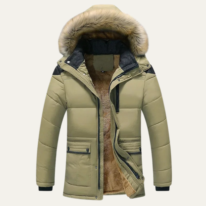 Men's Hooded Parka Jacket Fur Collar