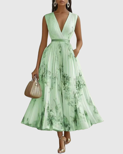 Elegant Floral Sleeveless Midi Dress for Women