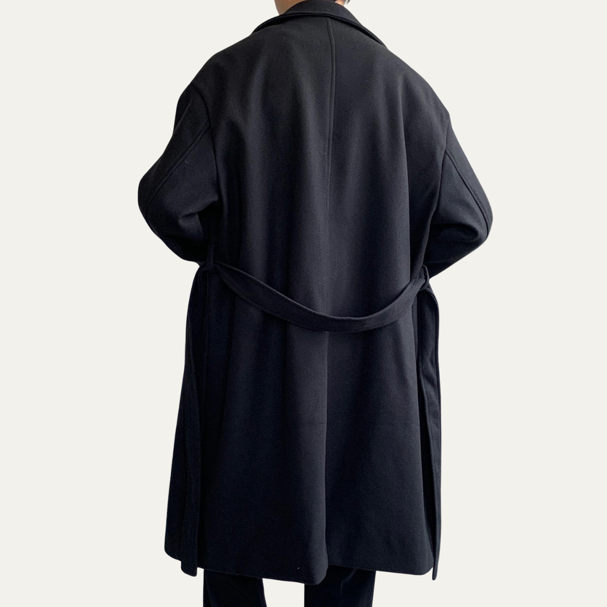 Men's Wool Wrap Coat Camel Brown with Belt