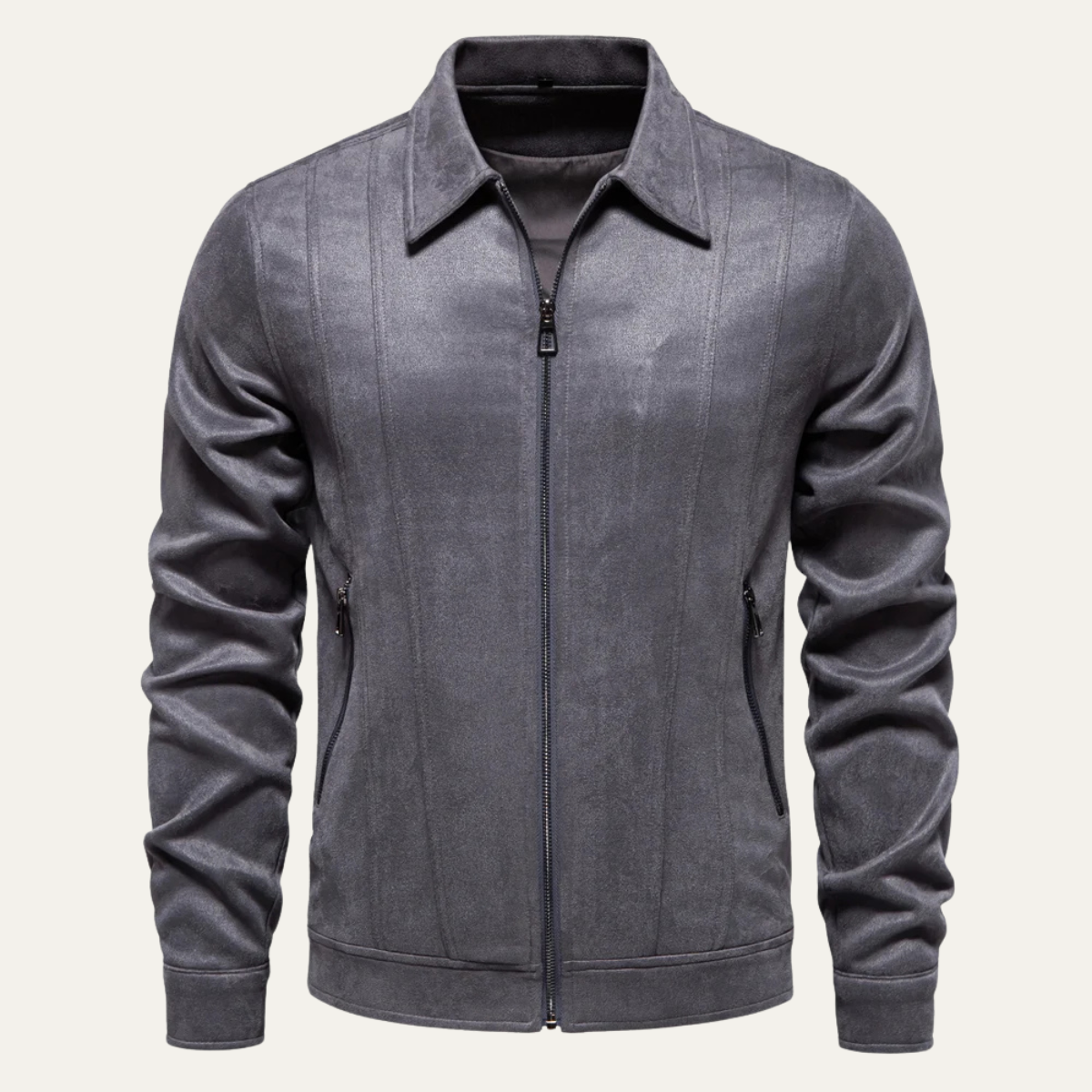Men's Leather Biker Jacket Zip Up Casual Black