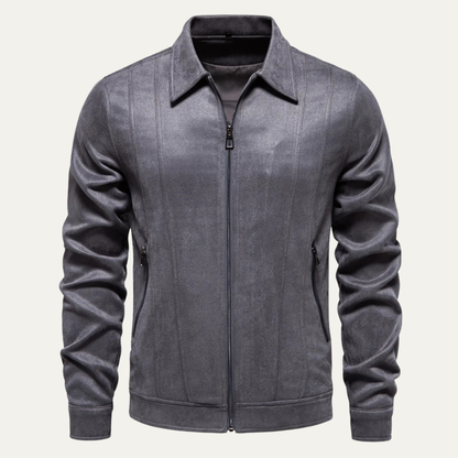 Men's Leather Biker Jacket Zip Up Casual Black