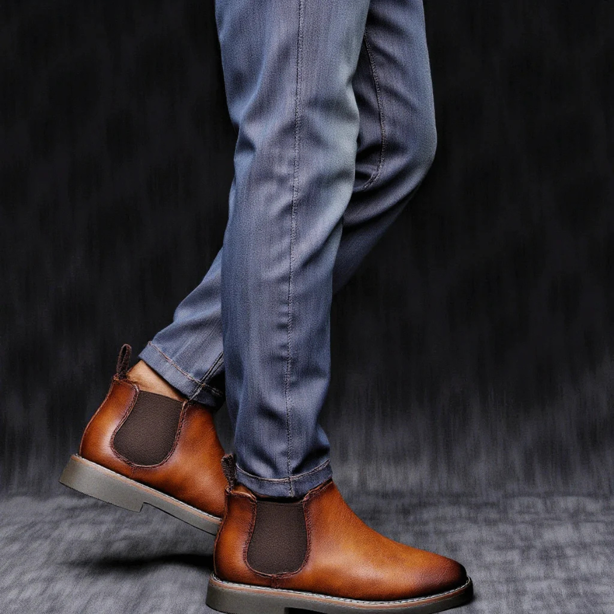 Mantova Men's Leather Chelsea Boots Ankle Black