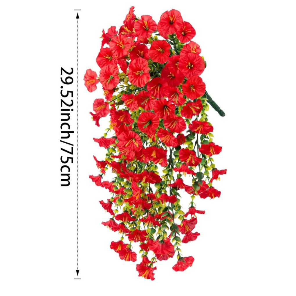 Artificial Morning Glory Flowers Hanging Decor UV Resistant