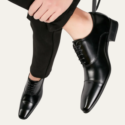 Albright Men's Leather Dress Shoes Polished Black