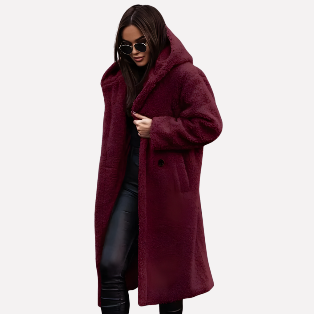 Women's Hooded Coat Button Closure