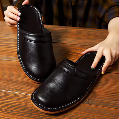 Lincoln Men's Leather Mule Slippers Brown